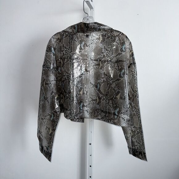 i r Plastic Polyurethane Cropped Jacket Plus Size 2XL Sheer Reptile Animal Print - Picture 5 of 11